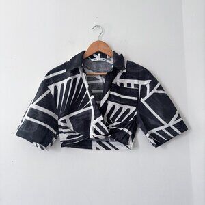 ZARA FRONT KNOT CROPPED BLOUSE